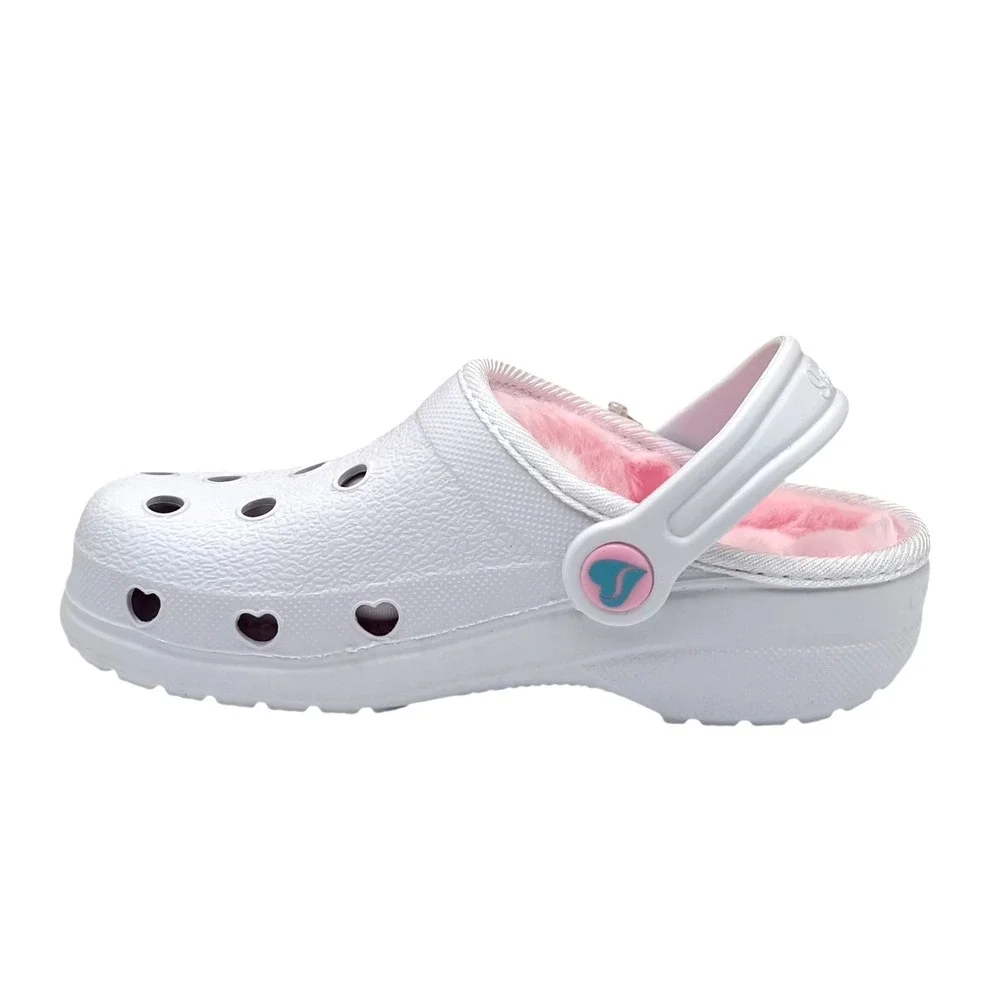 Skechers Toddler Girls Faux Fur Slip On Clogs Size‎ 9 White Pink Warm Comfort